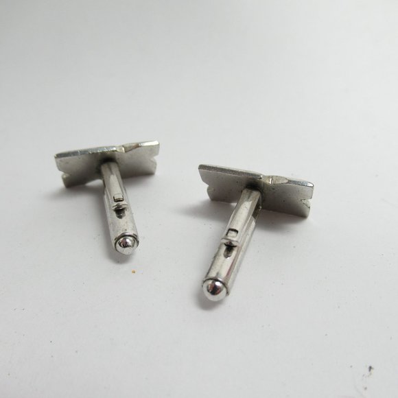 Vintage Silvertone Geometric Cuff Links - Picture 4 of 6
